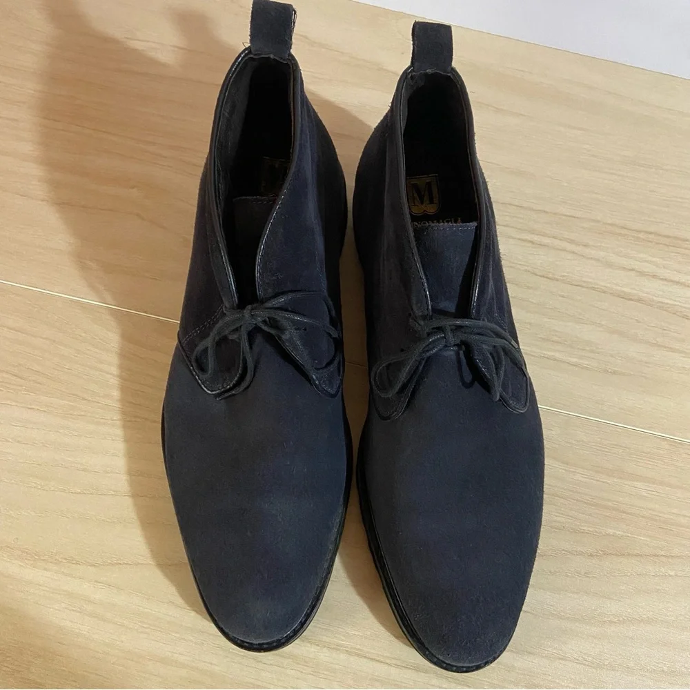 Bruno Magli Wender Suede Chukka Desert Boots Ankle Navy Lace Up Minimalist Sz 8